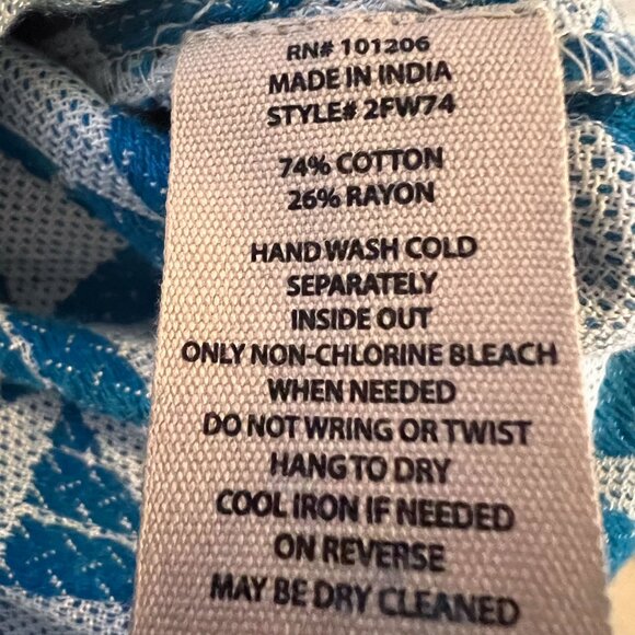 SOFT SURROUNDINGS Blue Geometric Print Tunic Sz Medium Narah Top Cotton Blend - Picture 7 of 9